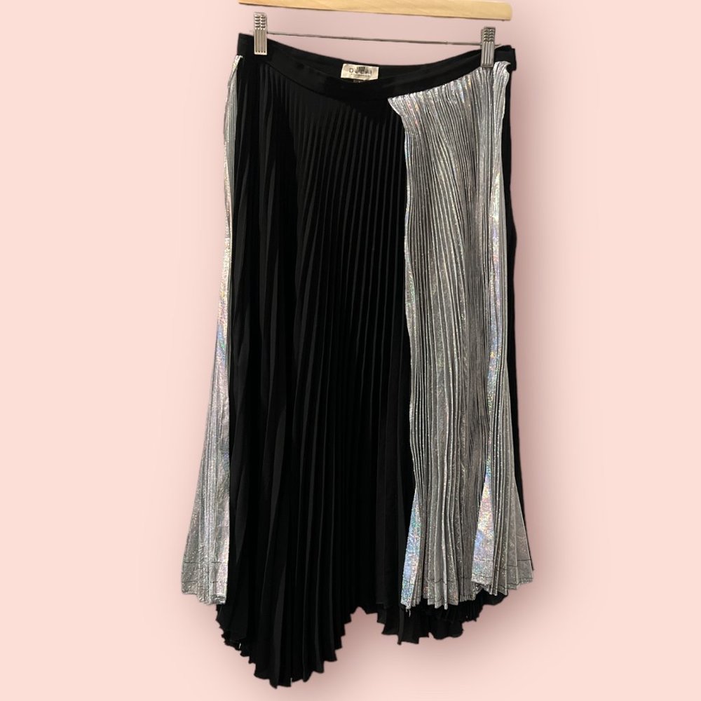 Delfi Collective Pleated Metallic Asymmetrical Skirt